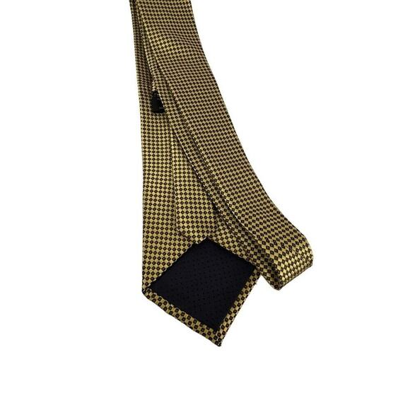 Kai Long Hand Made Tie 100% Silk Gold Diamond Design Classy Yellow - Picture 3 of 8